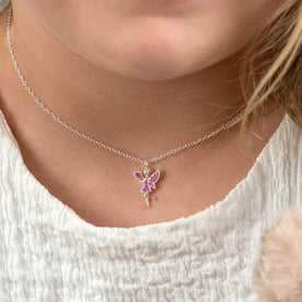 Pink Fairy Kids Necklace – Sterling Silver Charm for Children