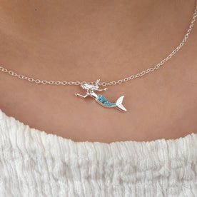Mermaid Necklace for Kids – Sterling Silver Blue Charm Pendant