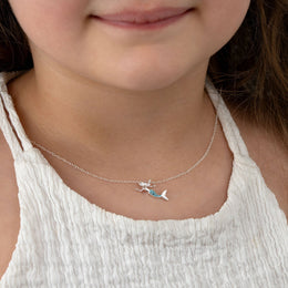 Mermaid Necklace for Kids – Sterling Silver Blue Charm Pendant