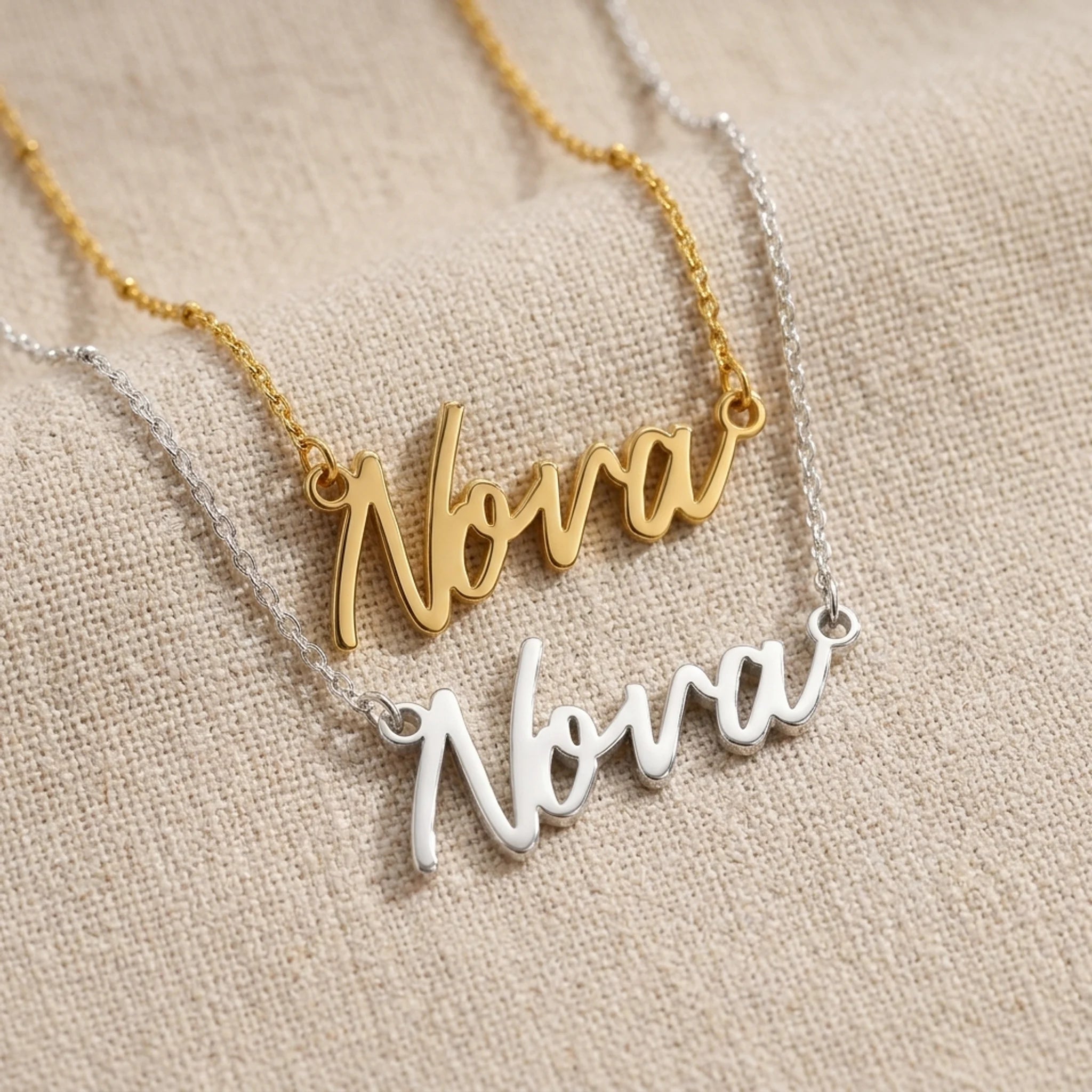 Nova Name Necklace | 18ct Gold, Silver & Vermeil | Ready to Ship