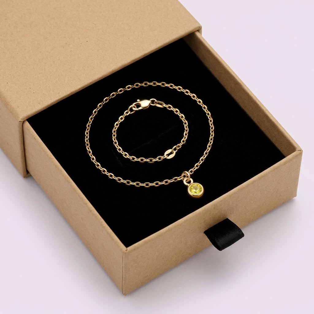 November Birthstone Bracelet | Topaz, Gold & Silver