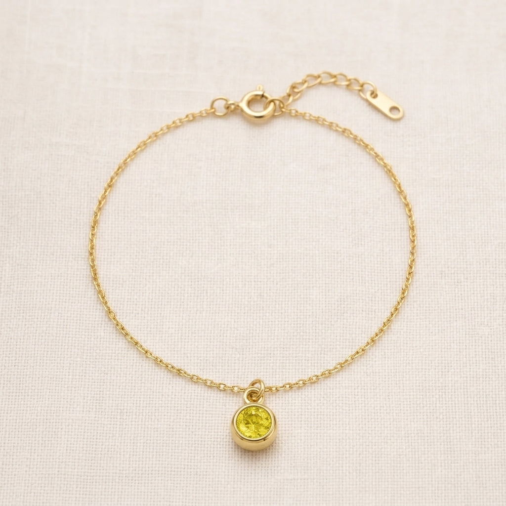 November Birthstone Bracelet | Topaz, Gold & Silver