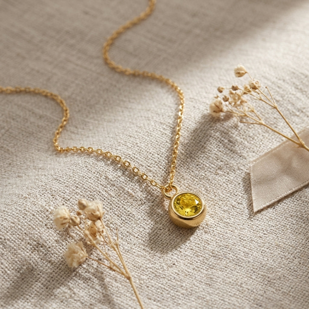 November Birthstone Necklace | Topaz, Gold & Silver