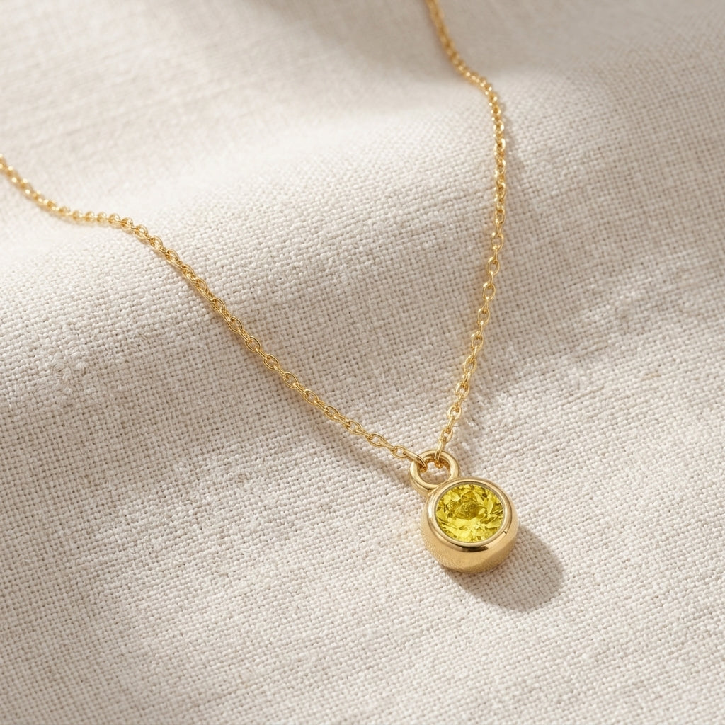 November Birthstone Necklace | Topaz, Gold & Silver
