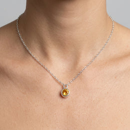 November Birthstone Necklace | Topaz, Gold & Silver