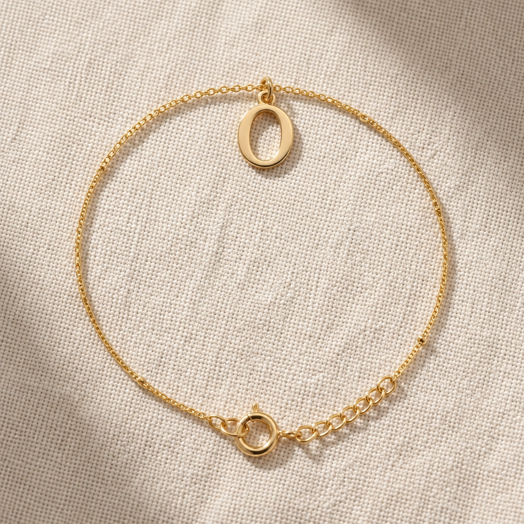 O Bracelet | Initial & Letter O Charm, Gold & Silver
