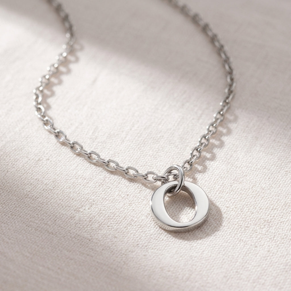 O Necklace | Initial & Letter O Pendant, Gold & Silver