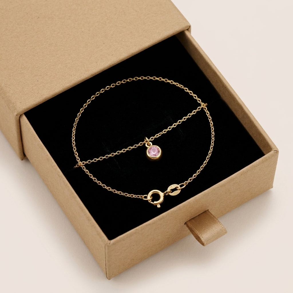 October Birthstone Bracelet | Rose, Gold & Silver