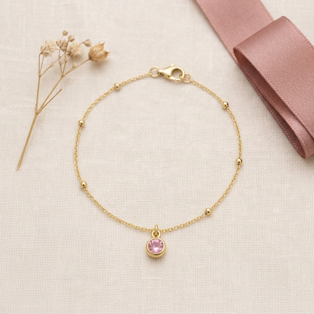 October Birthstone Bracelet | Rose, Gold & Silver