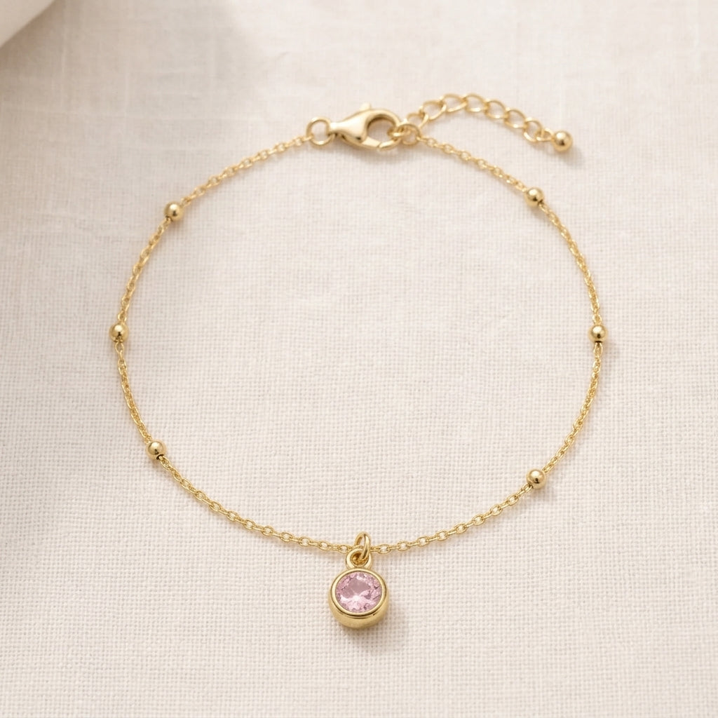 October Birthstone Bracelet | Rose, Gold & Silver