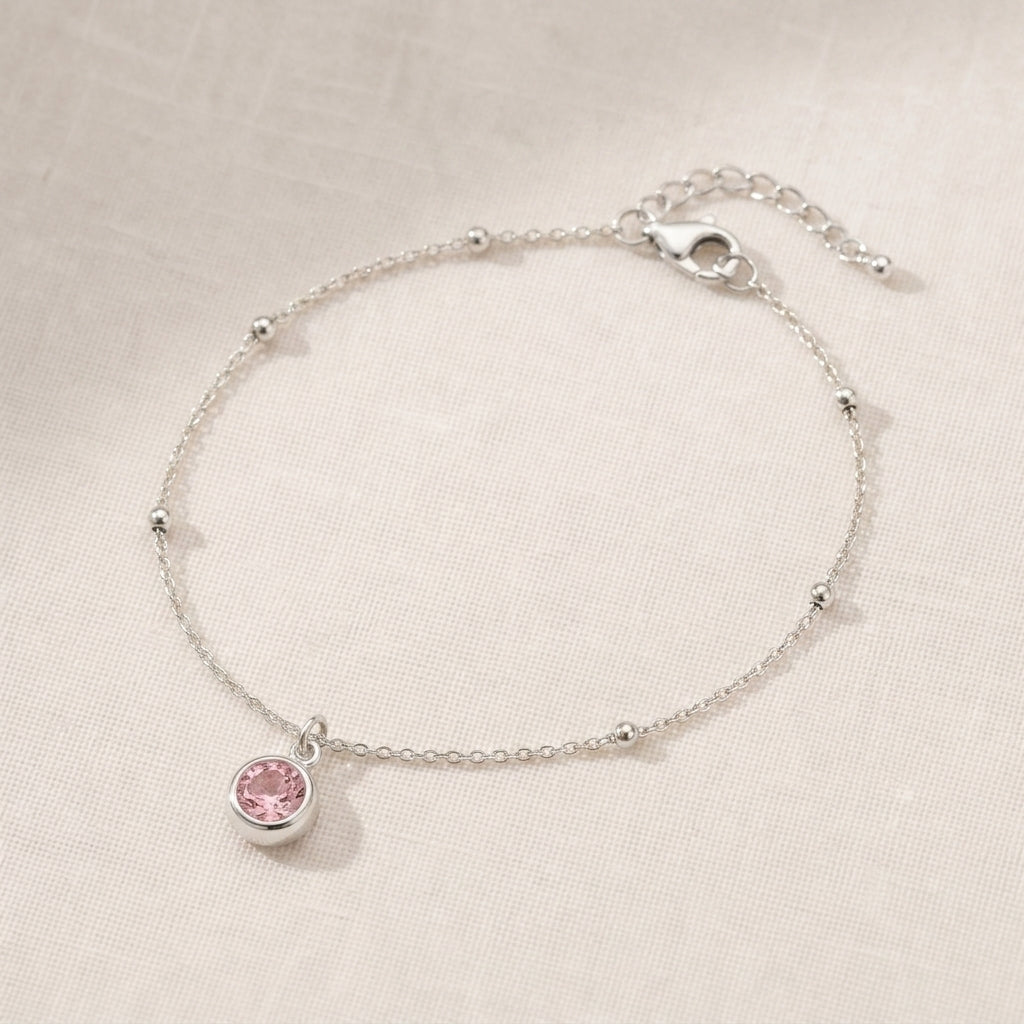 October Birthstone Bracelet | Rose, Gold & Silver