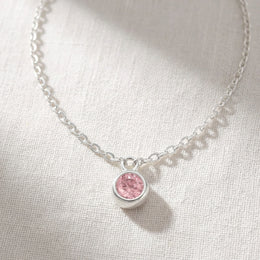 October Birthstone Necklace | Rose, Gold & Silver