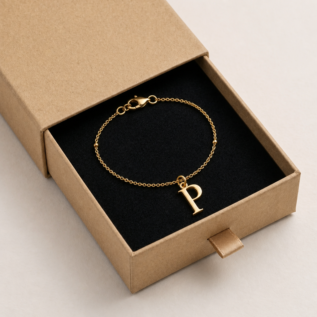 P Bracelet | Initial & Letter P Charm, Gold & Silver