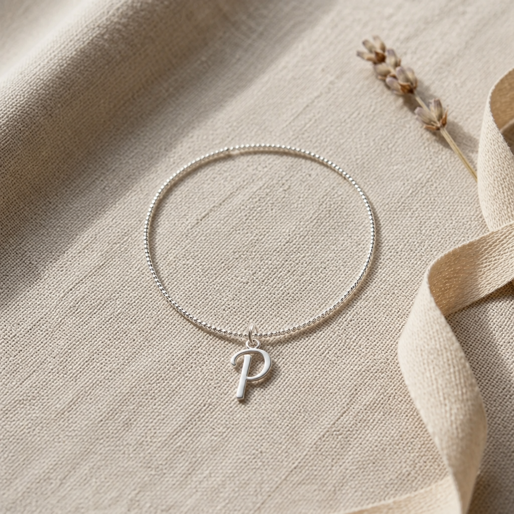 P Bracelet | Initial & Letter P Charm, Gold & Silver