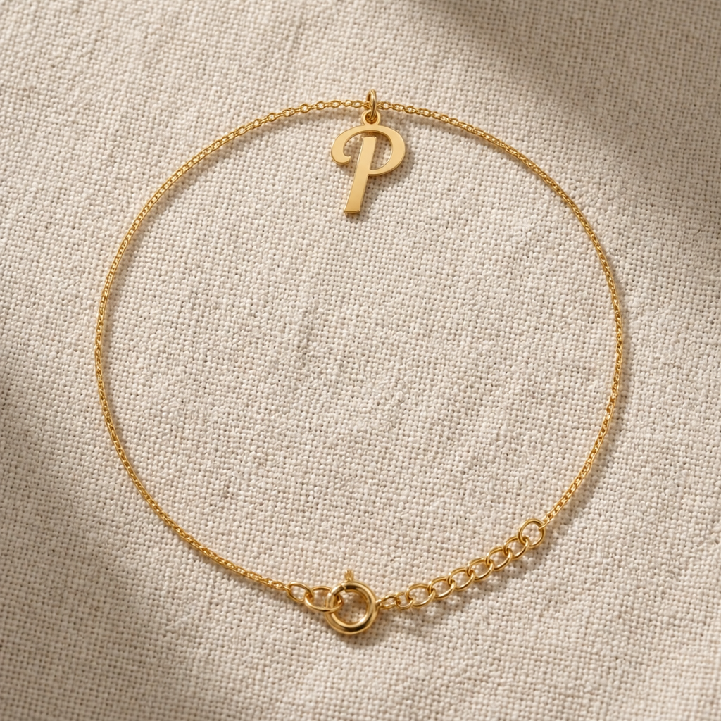 P Bracelet | Initial & Letter P Charm, Gold & Silver