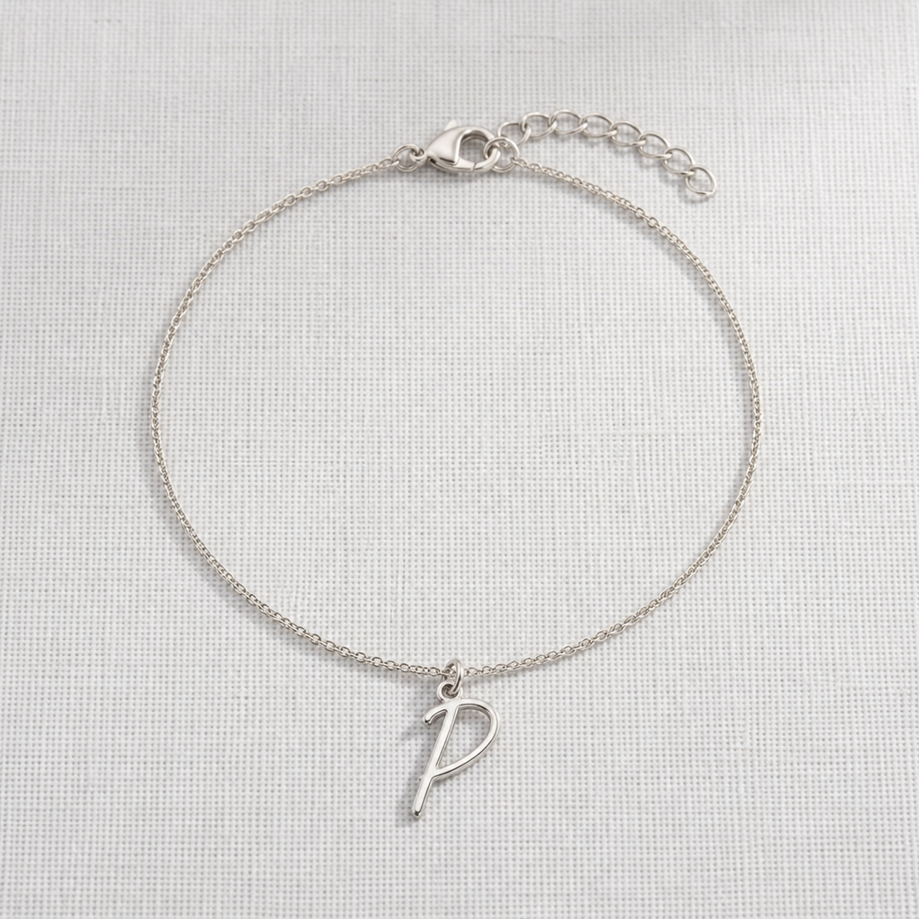 P Bracelet | Initial & Letter P Charm, Gold & Silver
