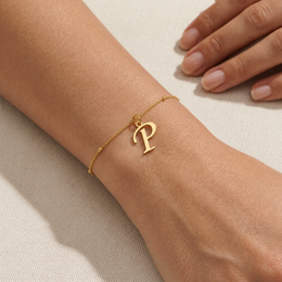 P Bracelet | Initial & Letter P Charm, Gold & Silver