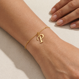 P Bracelet | Initial & Letter P Charm, Gold & Silver