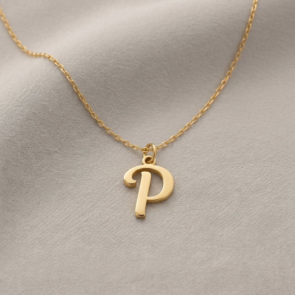 P Necklace | Initial & Letter P Pendant, Gold & Silver