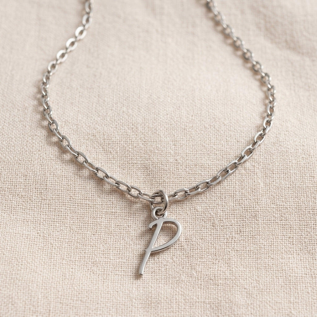 P Necklace | Initial & Letter P Pendant, Gold & Silver