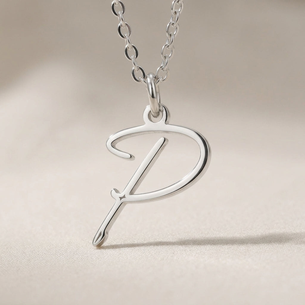 P Necklace | Initial & Letter P Pendant, Gold & Silver