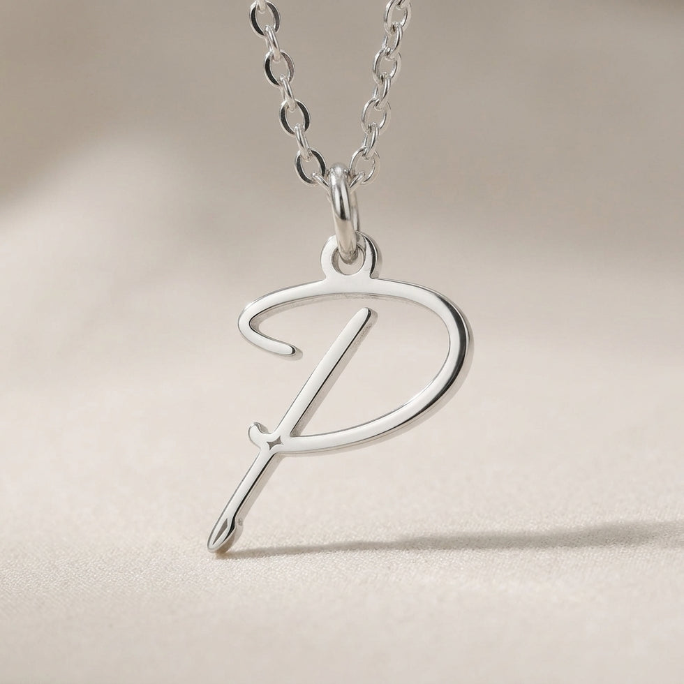 Collier lettre P | Pendentif initiale et lettre P, or et argent