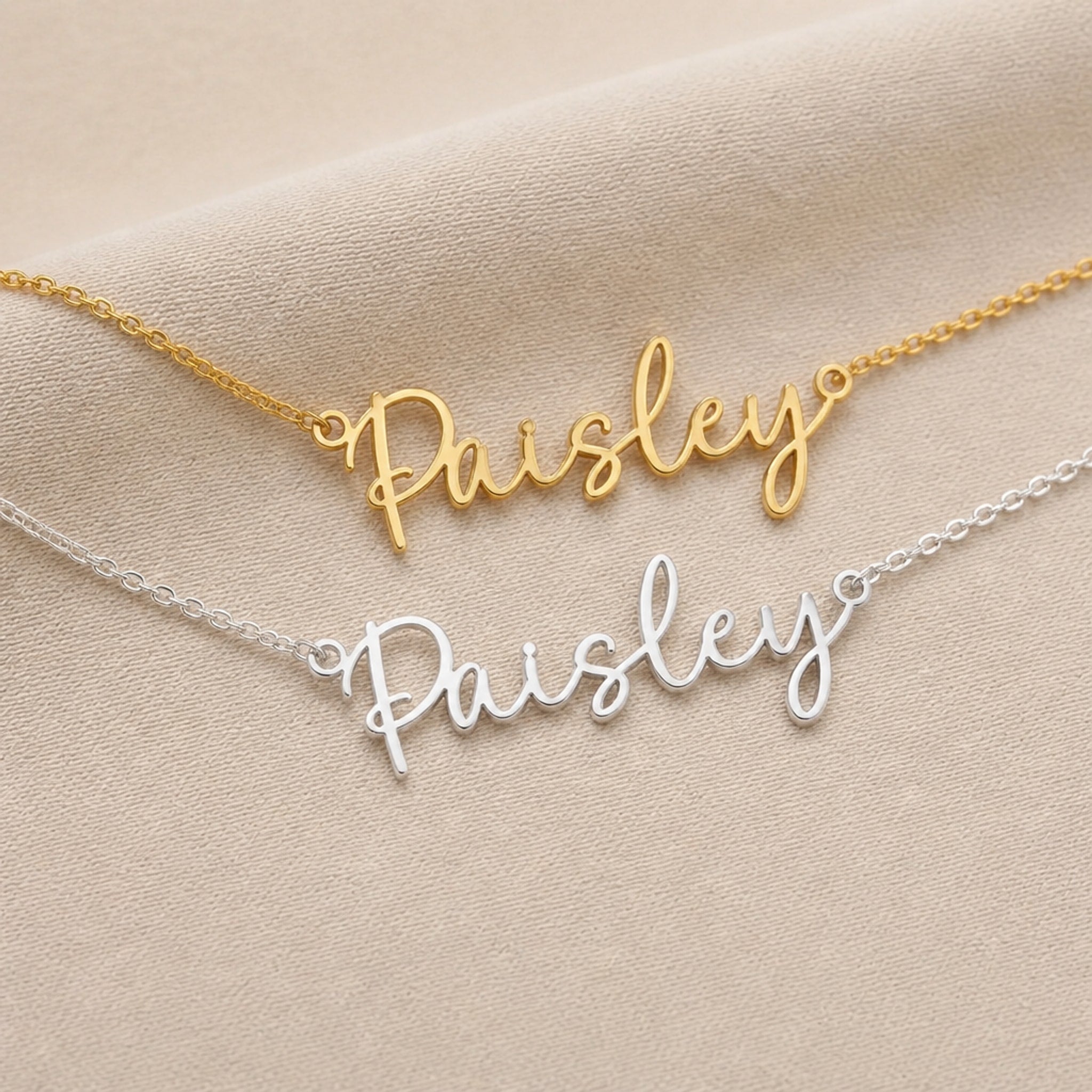 Paisley Name Necklace | 18ct Gold, Silver & Vermeil | Ready to Ship