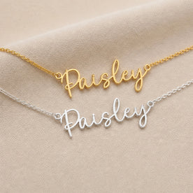 Paisley Name Necklace | 18ct Gold, Silver & Vermeil | Ready to Ship