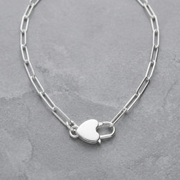 Paperclip Chain with Heart Padlock