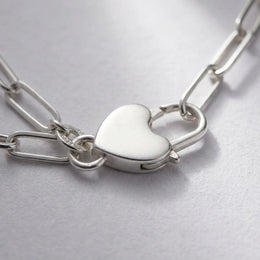 Paperclip Chain with Heart Padlock