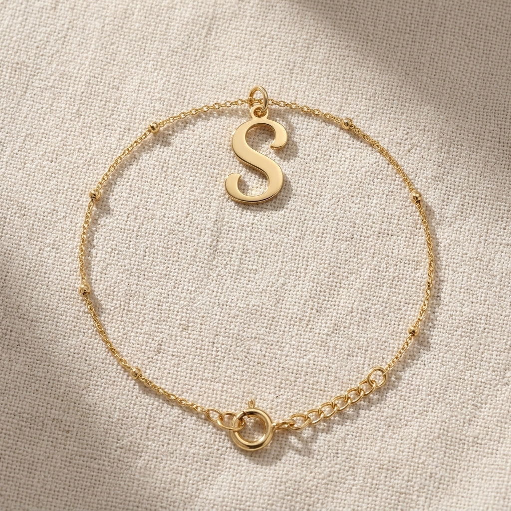 Initial Bracelet | Any Letter, 4 Styles | Gold, Silver & Platinum
