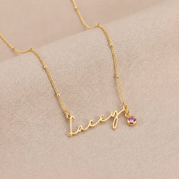 Personalised Name & Birthstone Necklace | HBD Jewellery