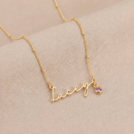 Personalised Name & Birthstone Necklace | HBD Jewellery