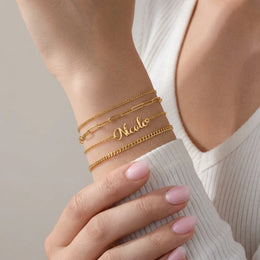 Personalised Name Bracelet in Gold or Silver – Custom Bracelet Gift for Her - Font3