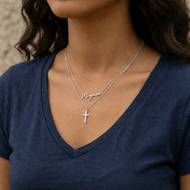 Personalised Name & Cross Layered Necklace Set | HBD
