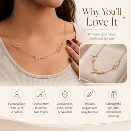 Personalised Triple Name Necklace | Gold, Silver & Vermeil