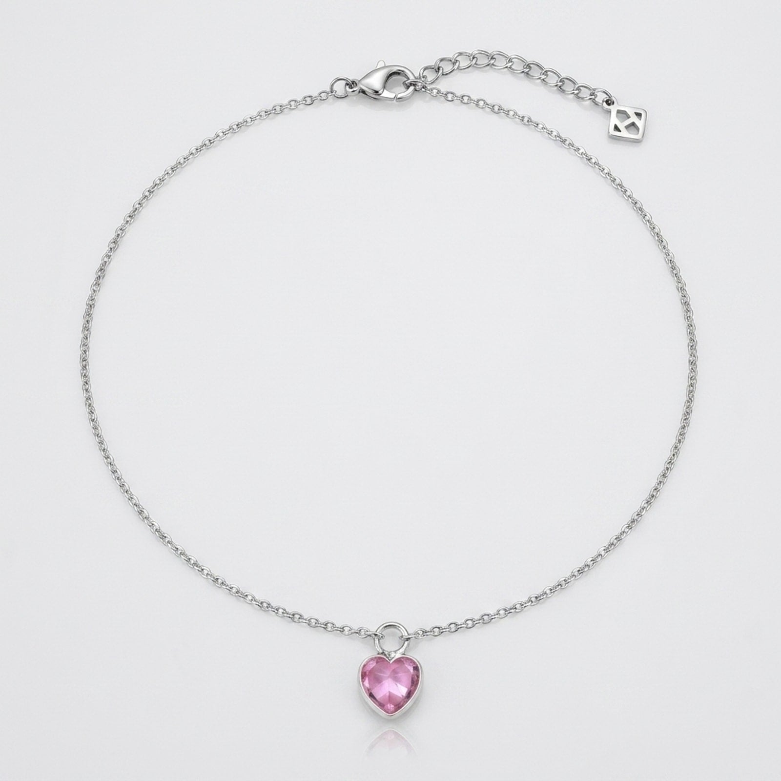 Pink Heart Charm Necklace & Bracelet