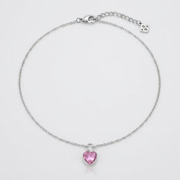 Pink Heart Charm Necklace & Bracelet