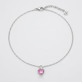Pink Heart Charm Necklace & Bracelet