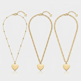 Plain Heart Charm Necklace & Bracelet