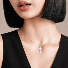Vertical Cross Necklace in Gold, Silver & Vermeil | HBD