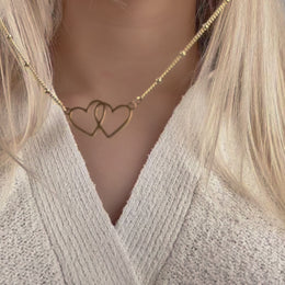 Entwined Hearts Necklace | Double Heart Pendant | HBD