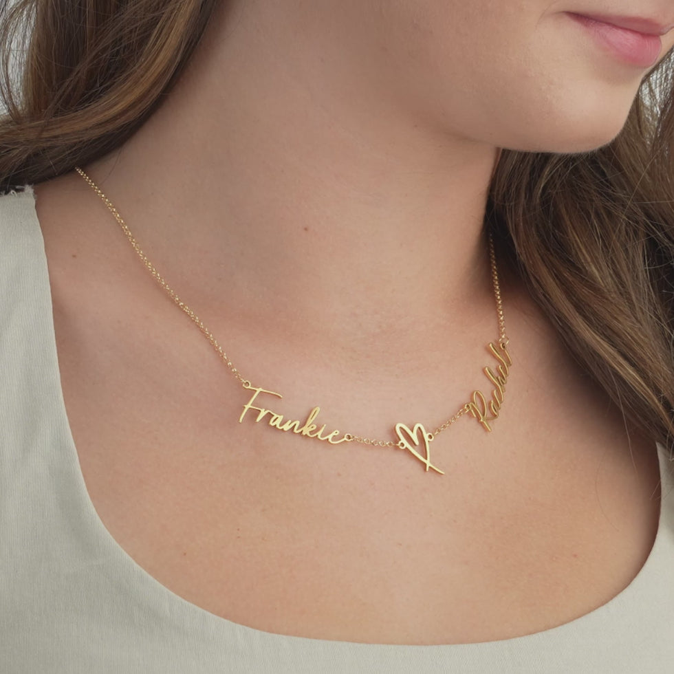 Personalised Double Name Heart Necklace | HBD Jewellery