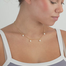 Quad Pearl Charm Necklace – Elegant Freshwater Pearl Jewellery