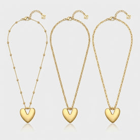 Puffy Heart Charm Necklace & Bracelet
