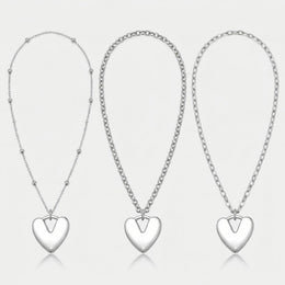 Puffy Heart Charm Necklace & Bracelet