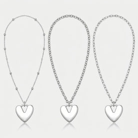 Puffy Heart Charm Necklace & Bracelet