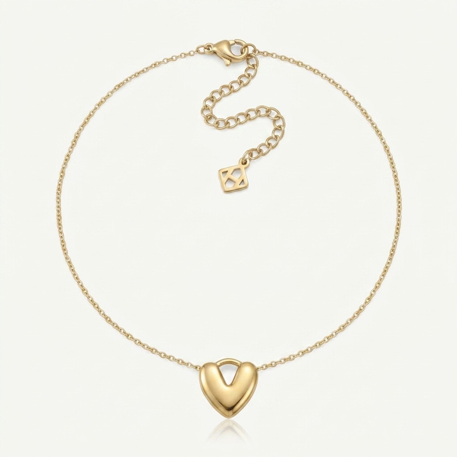 Puffy Heart Charm Necklace & Bracelet