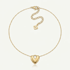 Puffy Heart Charm Necklace & Bracelet
