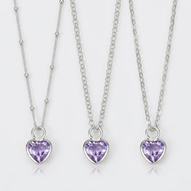 Purple Heart Charm Necklace & Bracelet